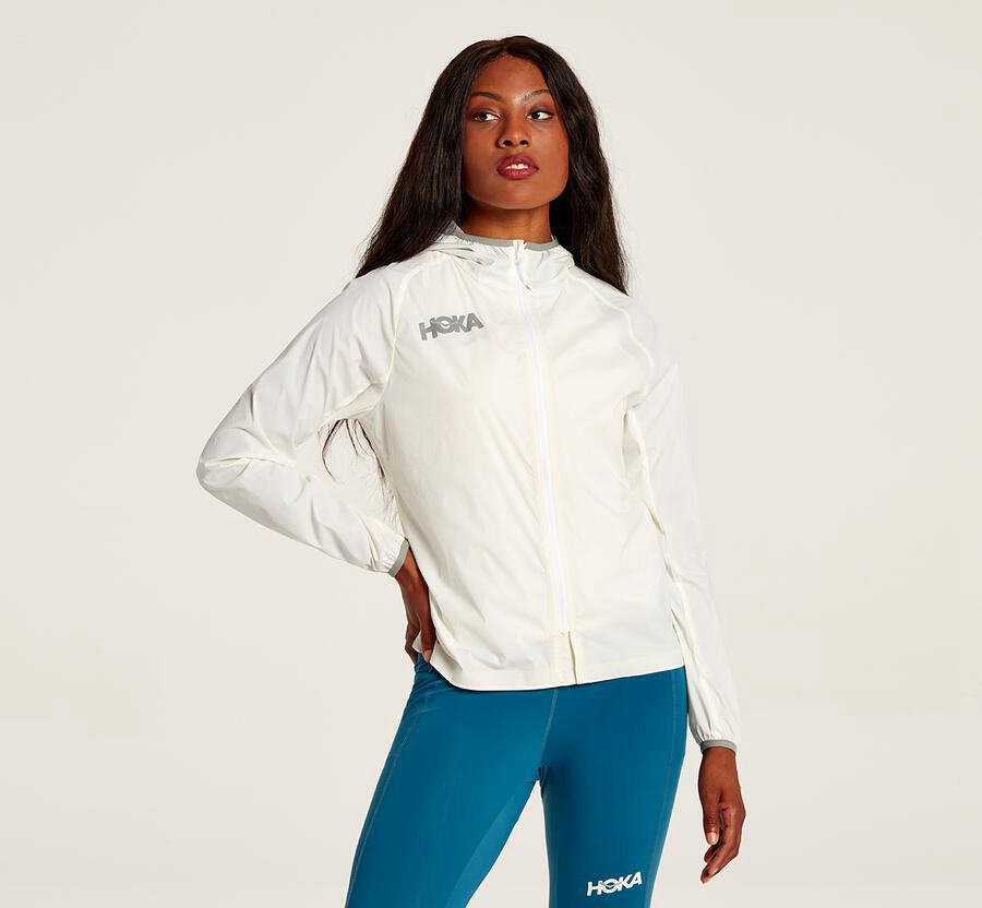 Hoka One One Bundy Damske Biele - Full-Zip Wind - 24637-FABS